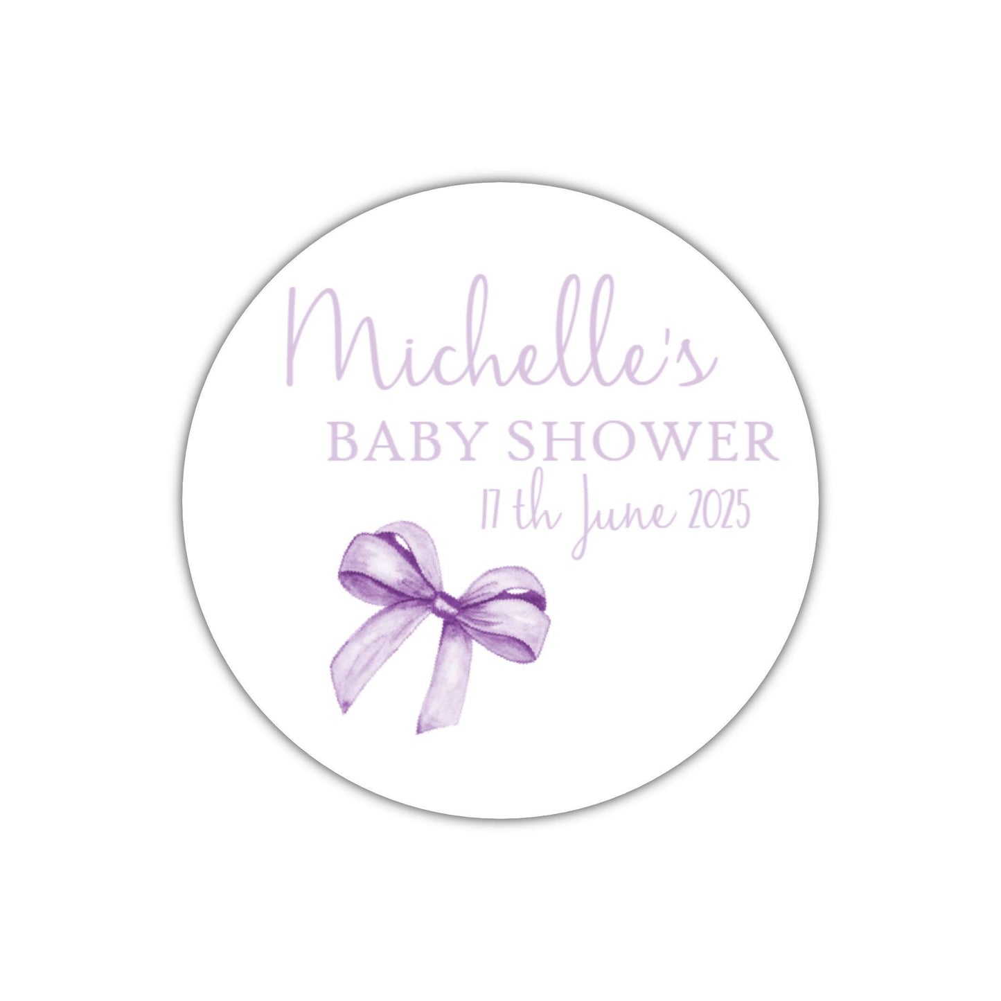 Personalised Baby Shower Stickers for Favours Party Bags Watercolour bow