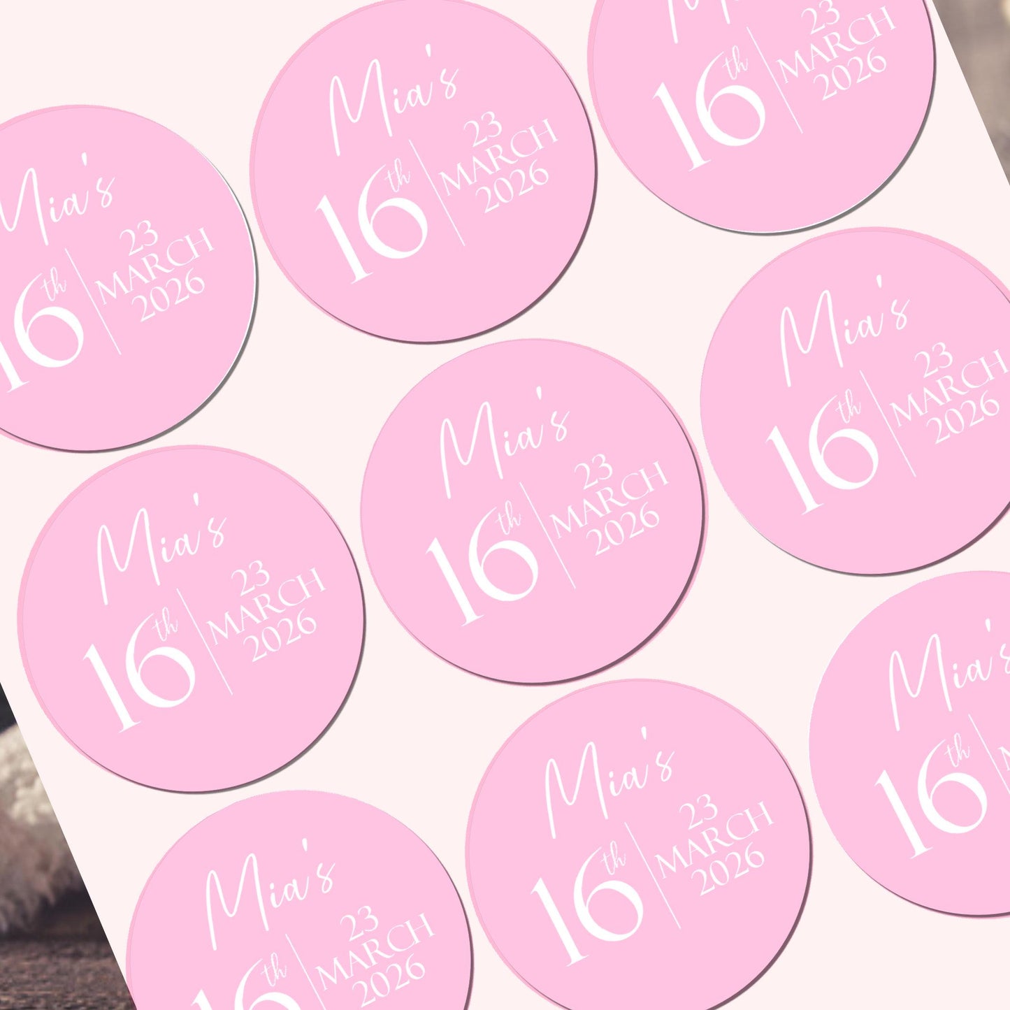 Birthday Stickers for Favours Party Bags Birthday Cake Seals Birthday Labels Celebration stickers Personalised Watercolour labels