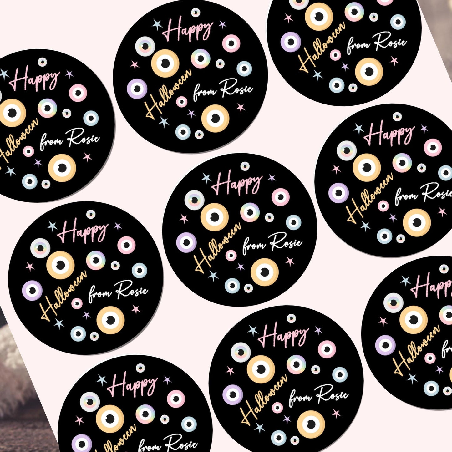 Personalised Halloween Stickers Pastel Labels for Treat Bag Trick or Treat Pastel stickers