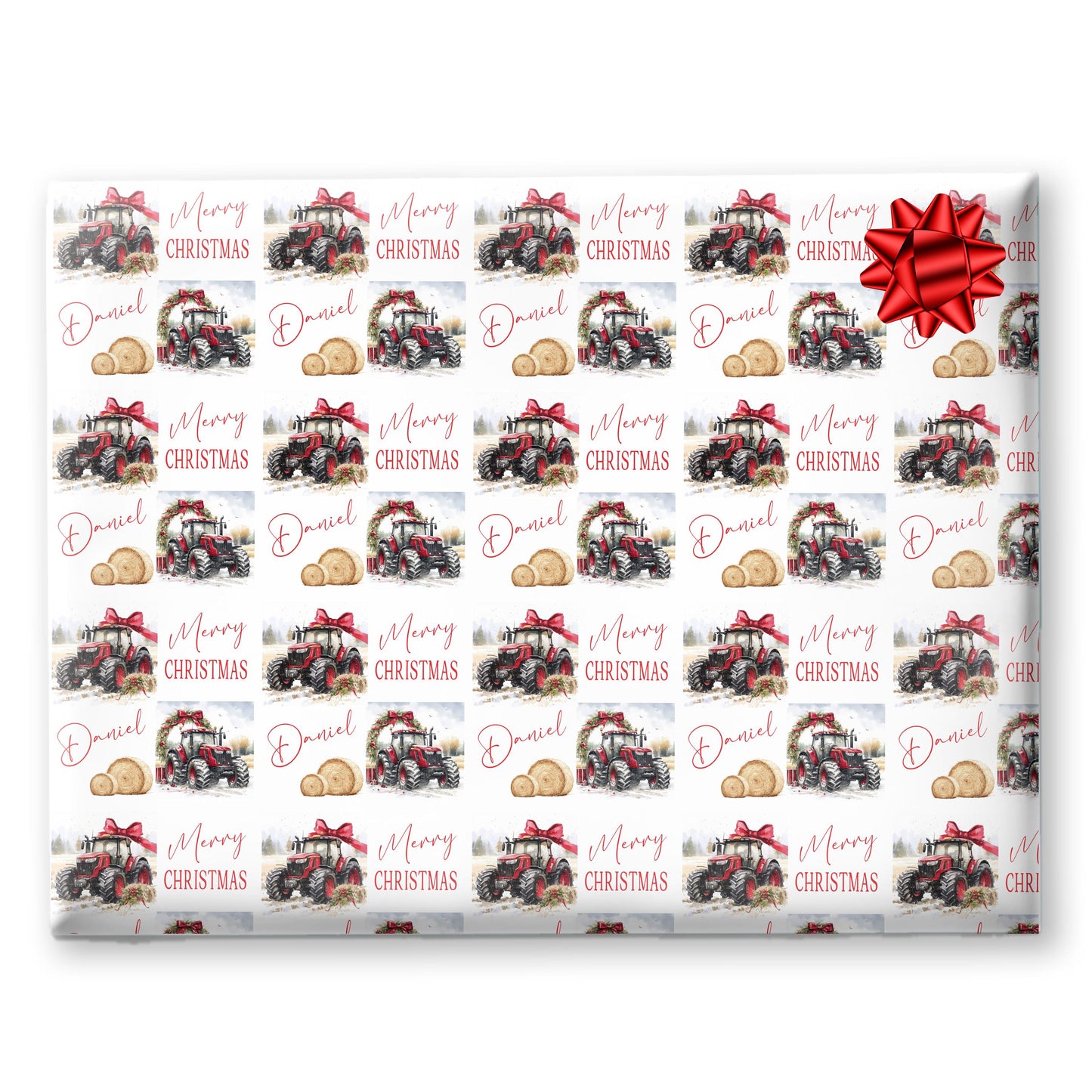 Personalised Christmas Gift Wrap – Far Yard Tractor Design Wrapping Paper