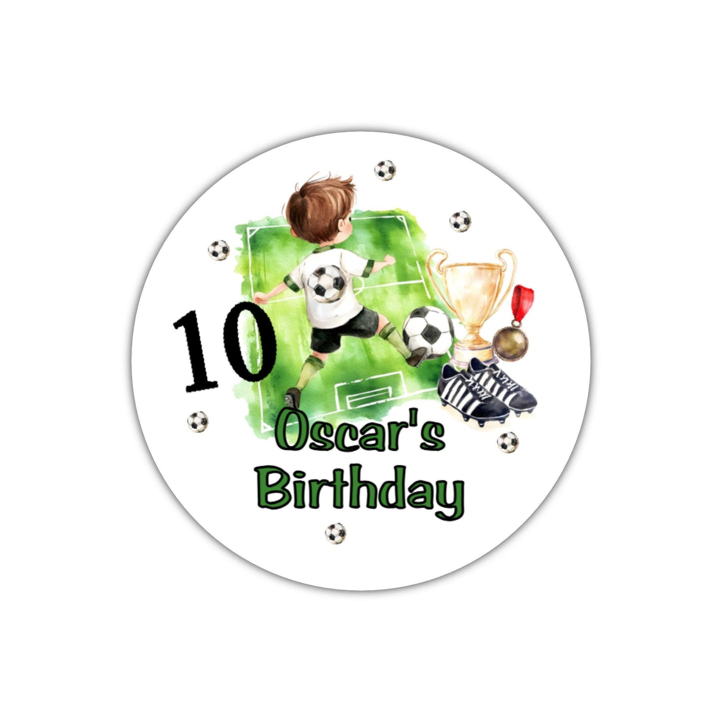 Personalised Football Birthday Stickers for Children's Party Bags