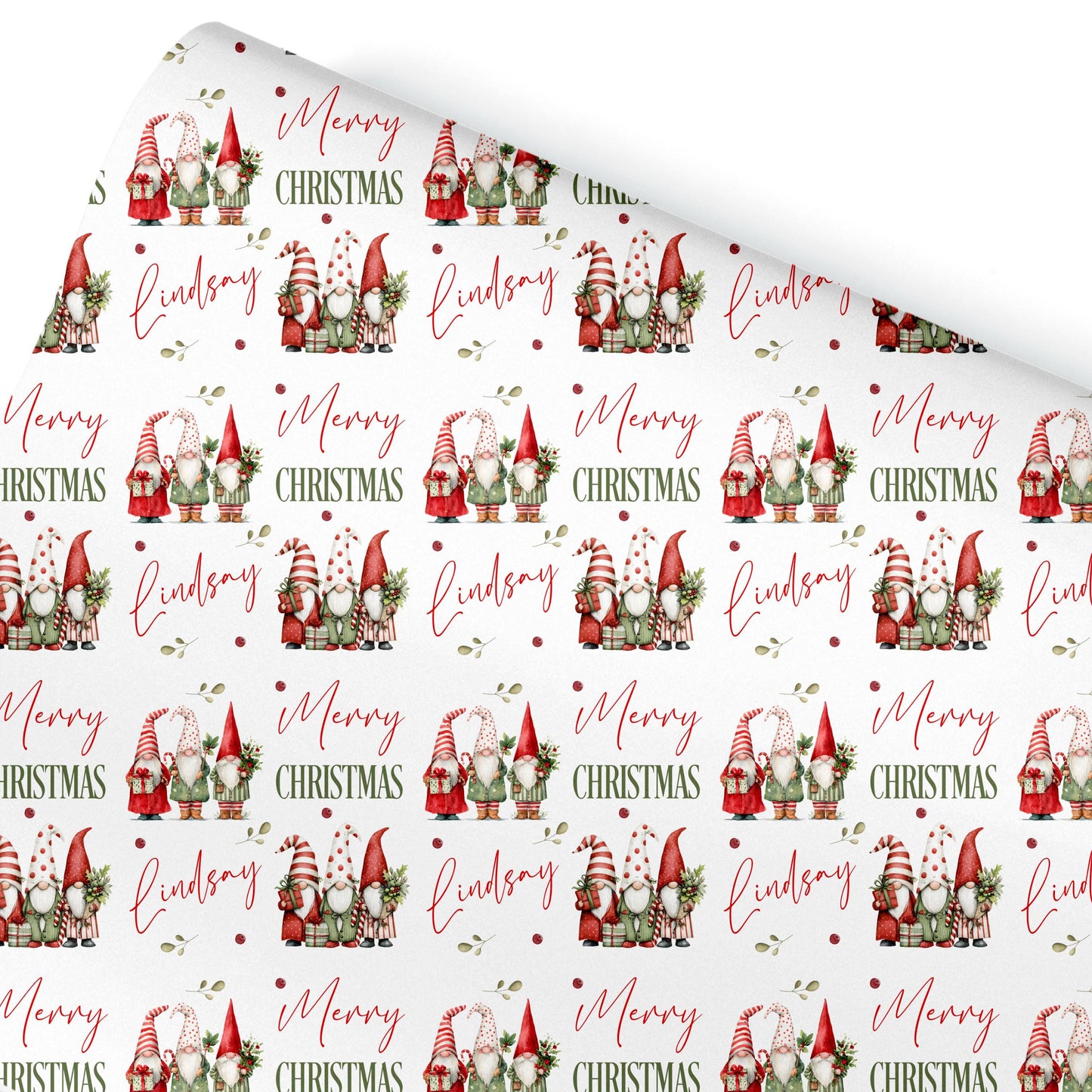 Christmas Gift Wrapping Paper,Personalised Gnomes Gift Wrap, For Her, For Him Novelty Christmas Paper