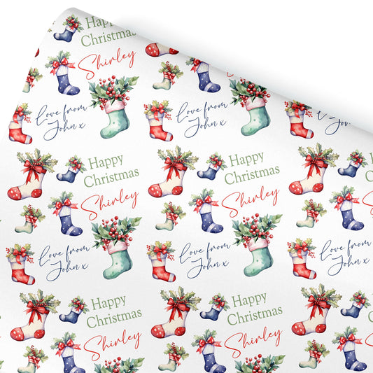 Personalised Gift Wrap | Personalised Christmas Wrapping Paper | Personalised Gift Wrap | Fun Gift Wrap | Stockings