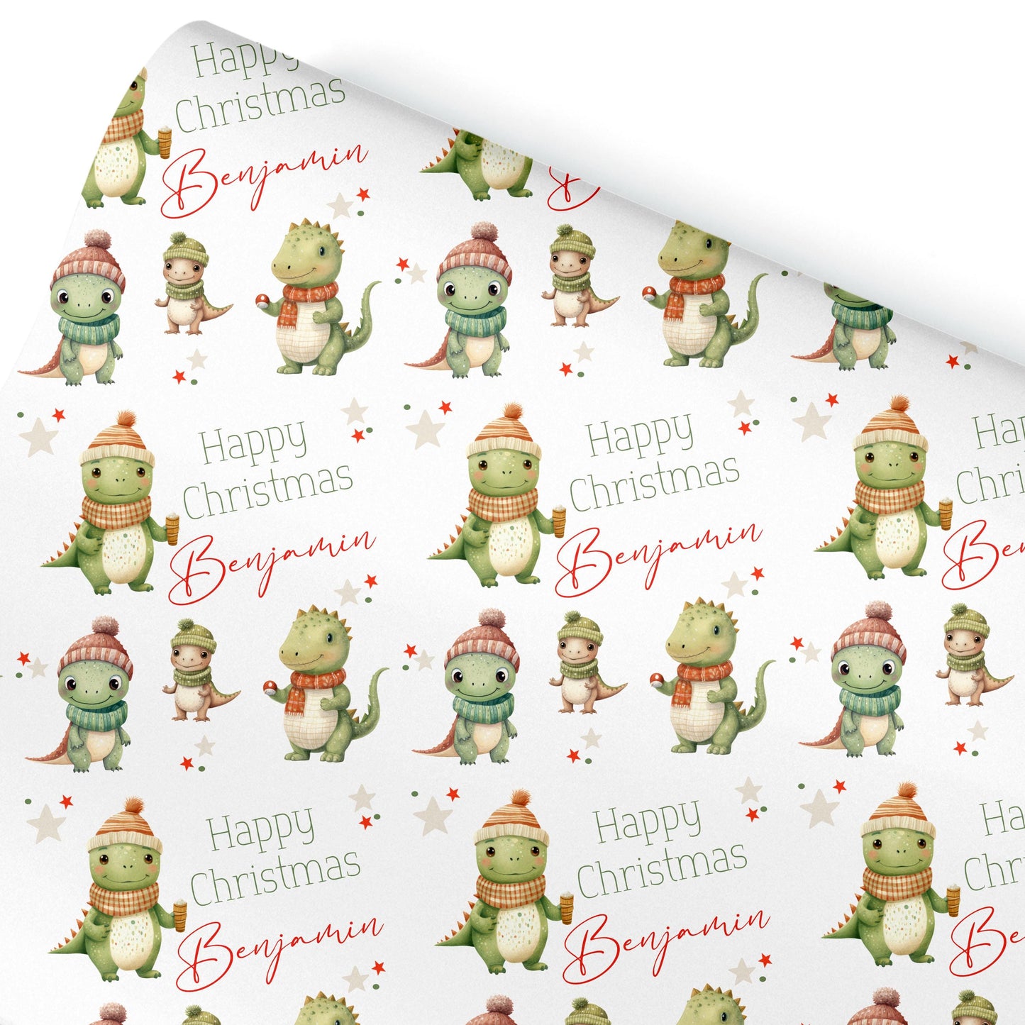 Childrens Gift Wrap Wrapping Paper, Cute Dinosaurs, Personalised Boys and Girls Paper, Gift Wrap for Him Her