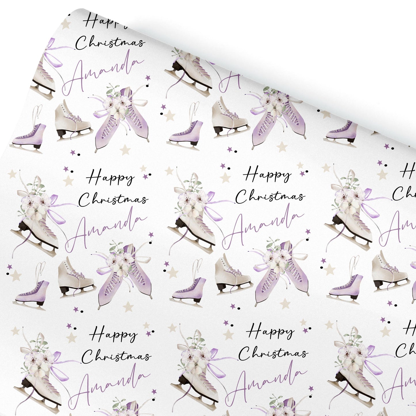 Personalised Gift Wrap | Personalised Christmas Wrapping Paper | Personalised Gift Wrap | Fun Gift Wrap | Ice Skating | Girls Paper