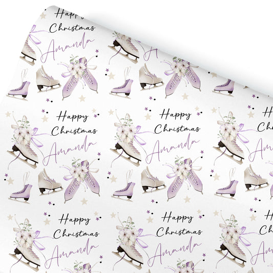 Personalised Gift Wrap | Personalised Christmas Wrapping Paper | Personalised Gift Wrap | Fun Gift Wrap | Ice Skating | Girls Paper