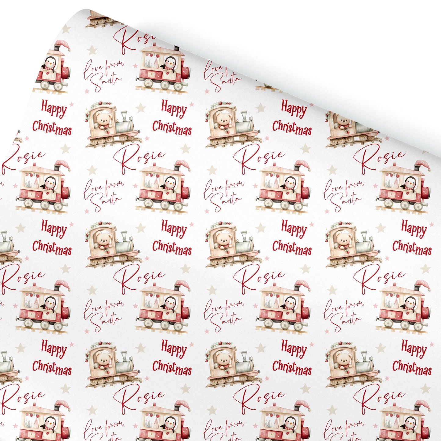 Christmas Gift Wrapping Paper,Personalised Girls or Boys Paper, Gift Wrap Teddy Bear Penguin Childrens