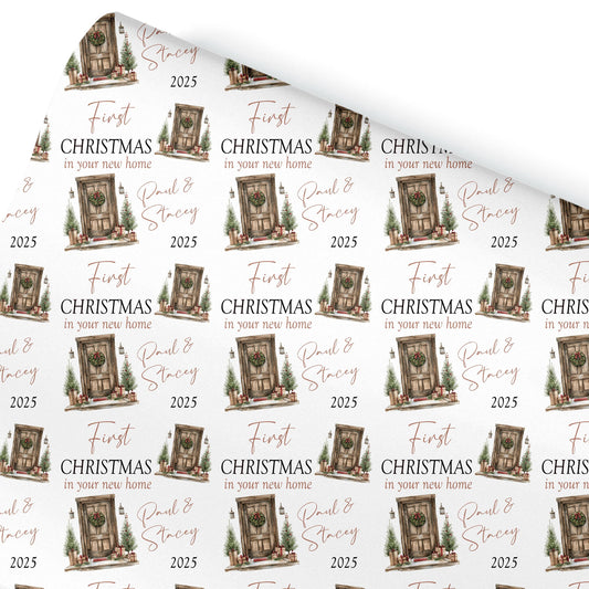 Personalised Christmas Gift Wrap – First Christmas in a New Home Design