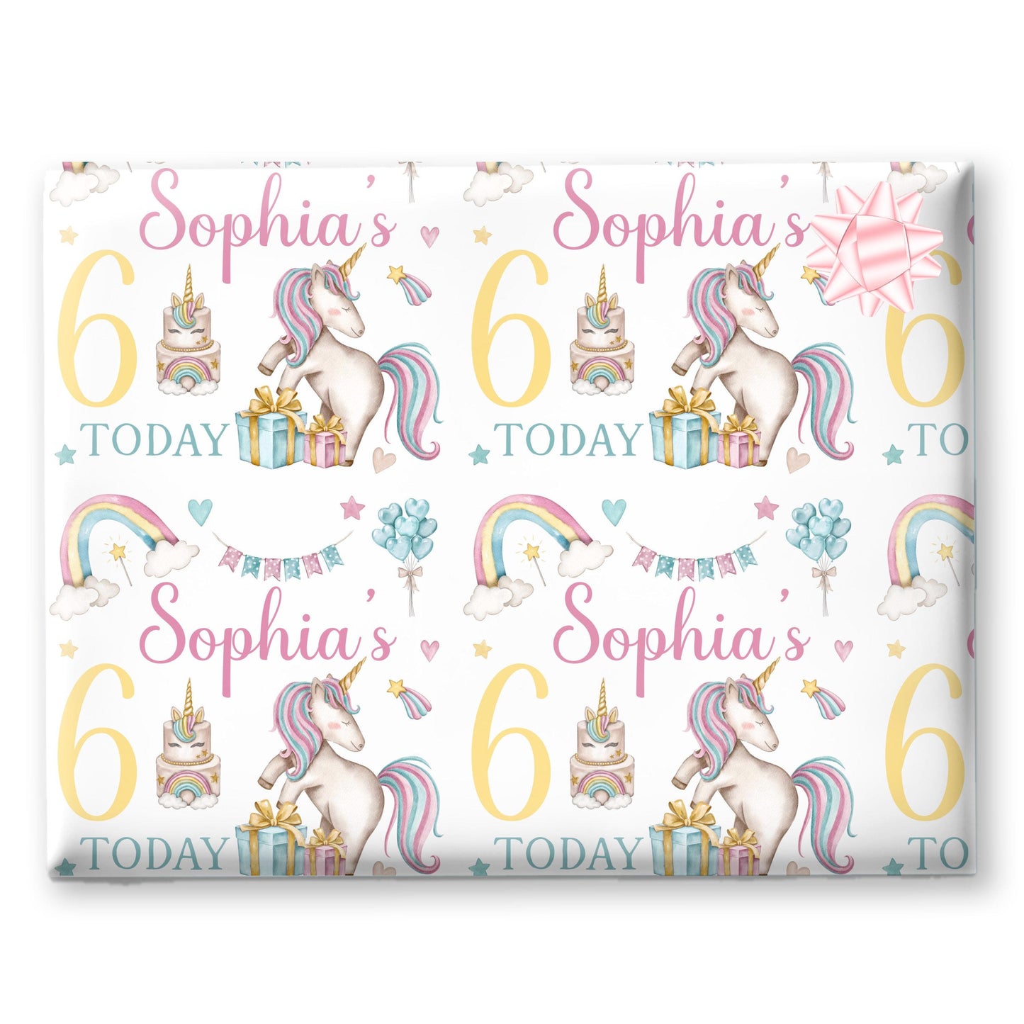 Personalised Unicorn Gift Wrapping Paper – Custom Name & Magical Unicorn Design for Kids' Gift