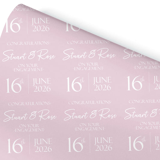 Personalised Engagement Wrapping Paper, Custom Celebration Gift Wrap