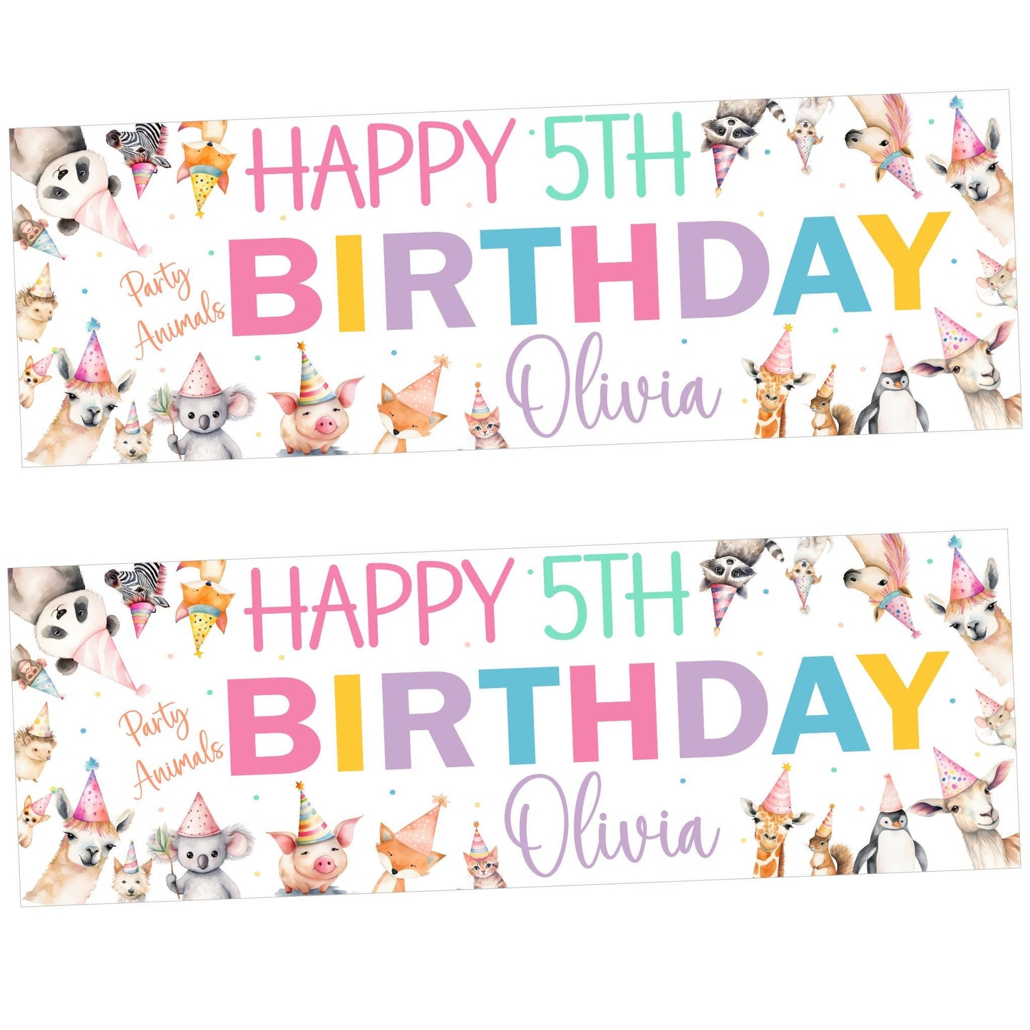 Personalised Happy Birthday Party Banner, Party Decor, Add Name Age, Party Animals