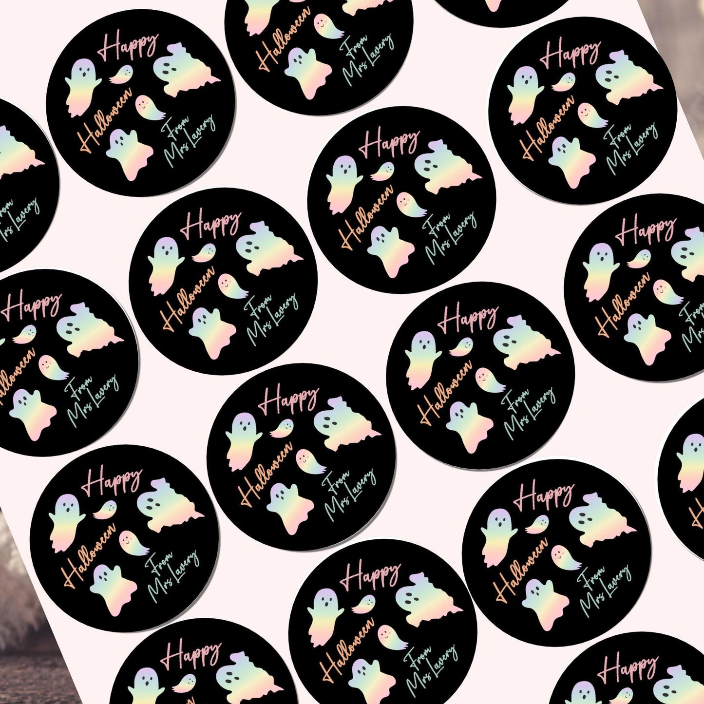 Personalised Halloween Stickers Pastel Labels for Treat Bag Trick or Treat Pastel stickers