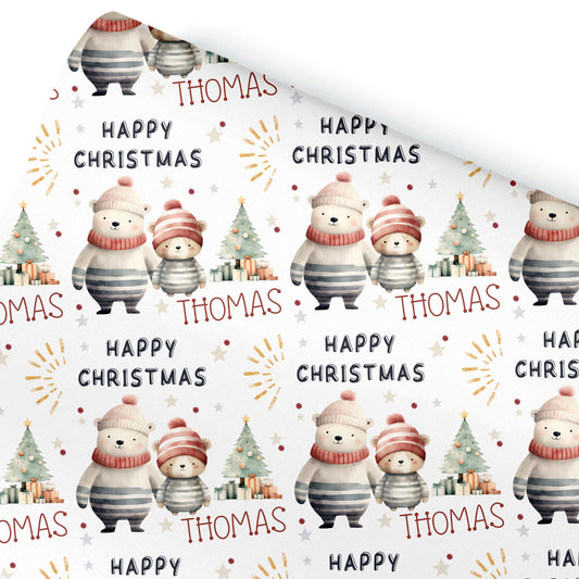 Childrens Gift Wrap Wrapping Paper, Cute Bears, Personalised Boys and Girls Paper, Gift Wrap for Him Her