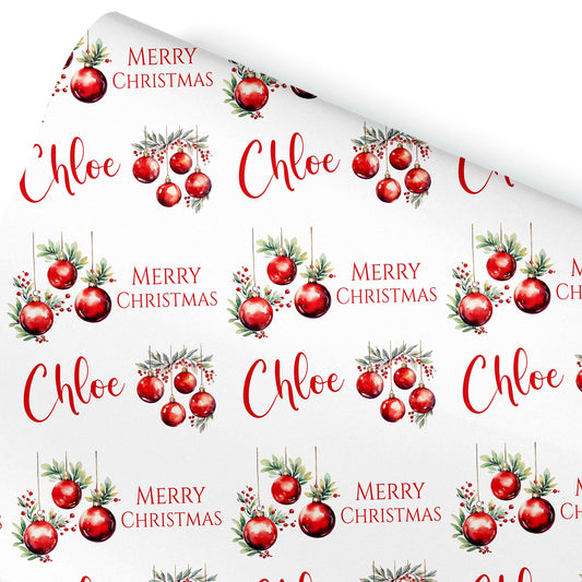 Personalised Gift Wrap | Personalised Christmas Wrapping Paper | Personalised Gift Wrap | Fun Gift Wrap | Christmas Baubles