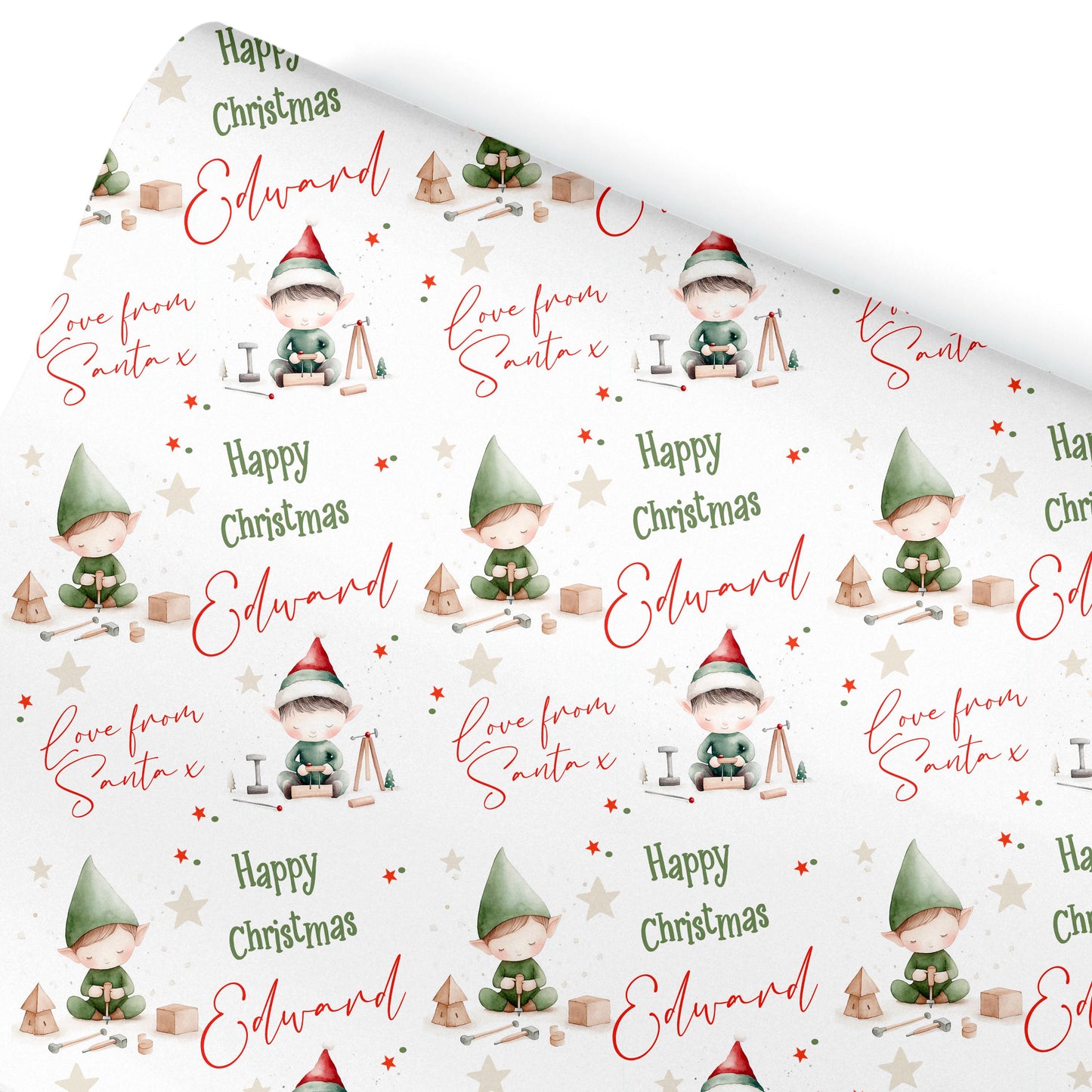 Personalised Elf Christmas Gift Wrap | Personalised Christmas Wrapping Paper | Personalised Gift Wrap | Fun Gift Wrap | Boy Elf