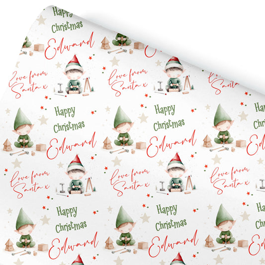 Personalised Elf Christmas Gift Wrap | Personalised Christmas Wrapping Paper | Personalised Gift Wrap | Fun Gift Wrap | Boy Elf