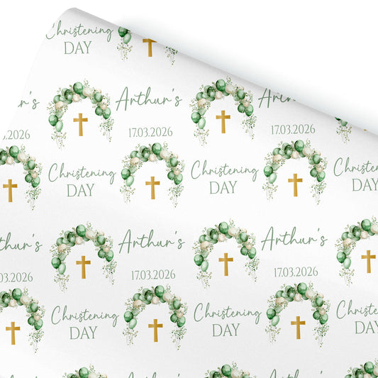 Personalised Christening Wrapping Paper, Baptism gift wrap, christening present