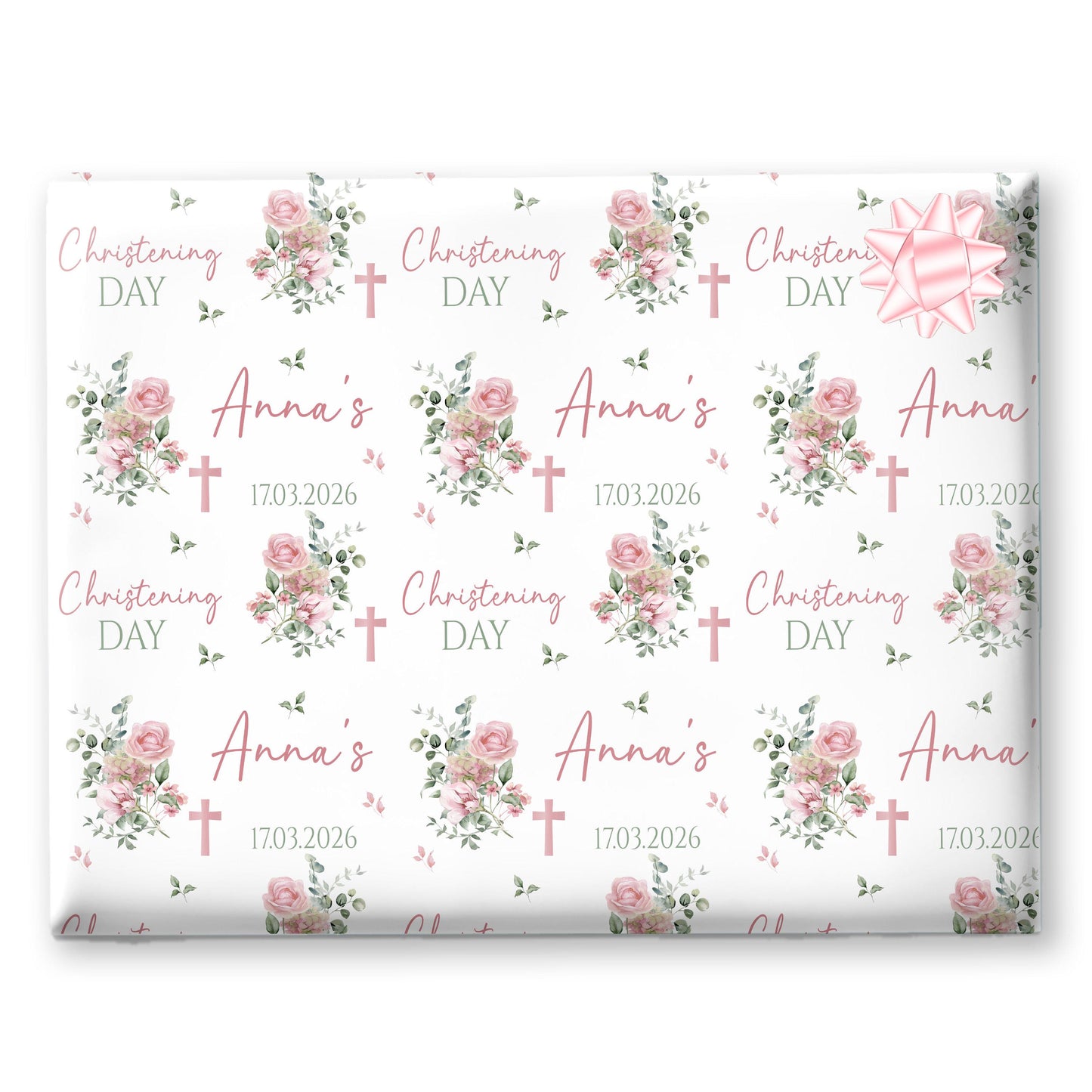 Personalised Christening Wrapping Paper, Baptism gift wrap, christening present