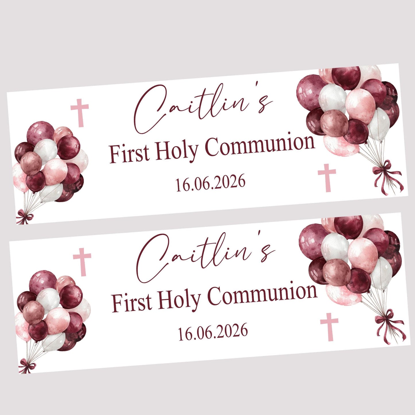 First Holy Communion Personalised Party Banners, Party Decor, Wall Decoration, 1st Communion or Confirmation