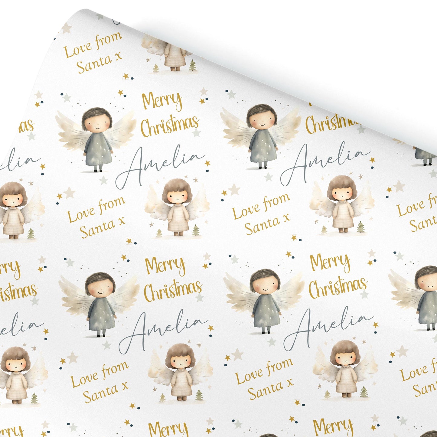 Childrens Gift Wrap Wrapping Paper, Cute Reindeers, Personalised Girls Paper, Novelty Gift Wrap Roll