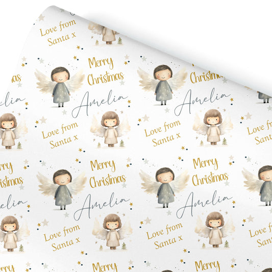 Childrens Gift Wrap Wrapping Paper, Cute Reindeers, Personalised Girls Paper, Novelty Gift Wrap Roll