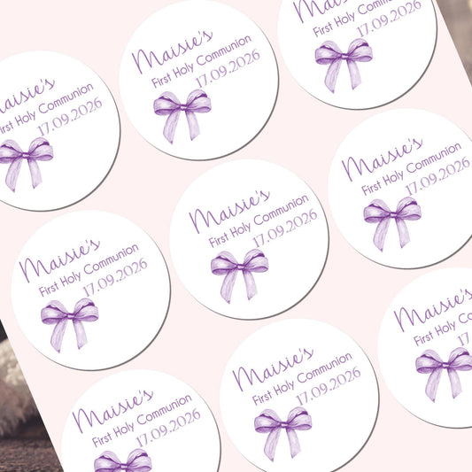 Personalised First Holy Communion Stickers, Party Bag Stickers, Sweet Cone Bags Party Favours Baptism Christening