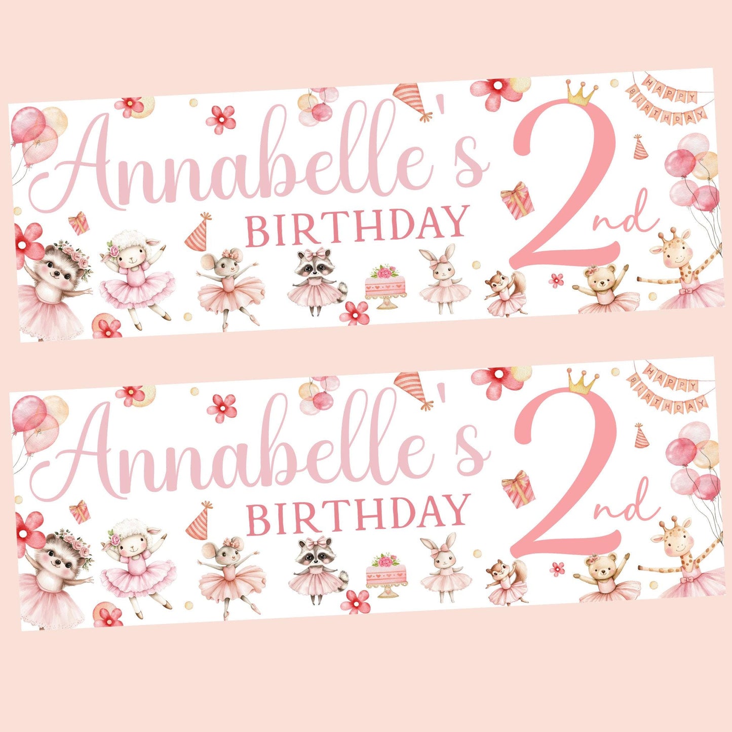 Personalised Birthday Party Banner | Ballerina Banner | Custom Banner | Party Decor